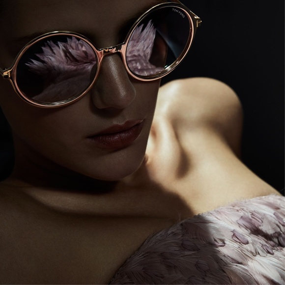 New TOM FORD Ava Round Gold Sunglasses - Picture 8 of 16